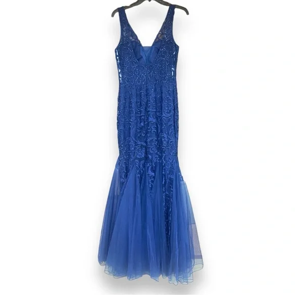 Camille La Vie Beaded Sweetheart Mermaid Dress with Godets Size 8 - Picture 6 of 8